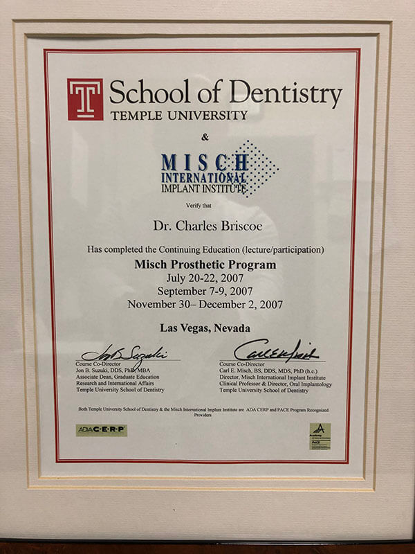 Temple University School of Dentistry - Dr. Charles Briscoe