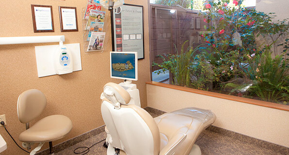 Dental chair with views of a garden