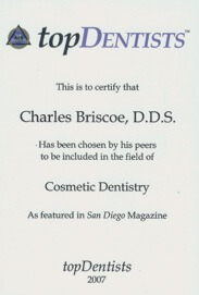 Top Dentists Cosmetic Dentistry Award for Charles Briscoe DDS in 2007